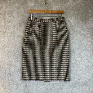 Evan Picone Vintage Skirt Womens 10 Brown Wool Pencil Back Zip Lined- 1615*